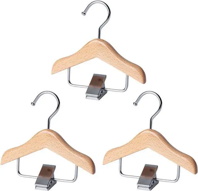 Main image of Ximimark 3PCS Solid Wood Mini Hanger for Pet Clothes Dog Clothing Hanger with Clip and Hook for Pet Accessories