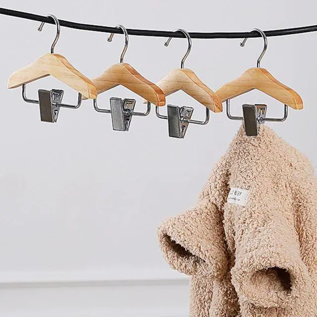 Alt view image 4 of 7 - Ximimark 3PCS Solid Wood Mini Hanger for Pet Clothes Dog Clothing Hanger with Clip and Hook for Pet Accessories