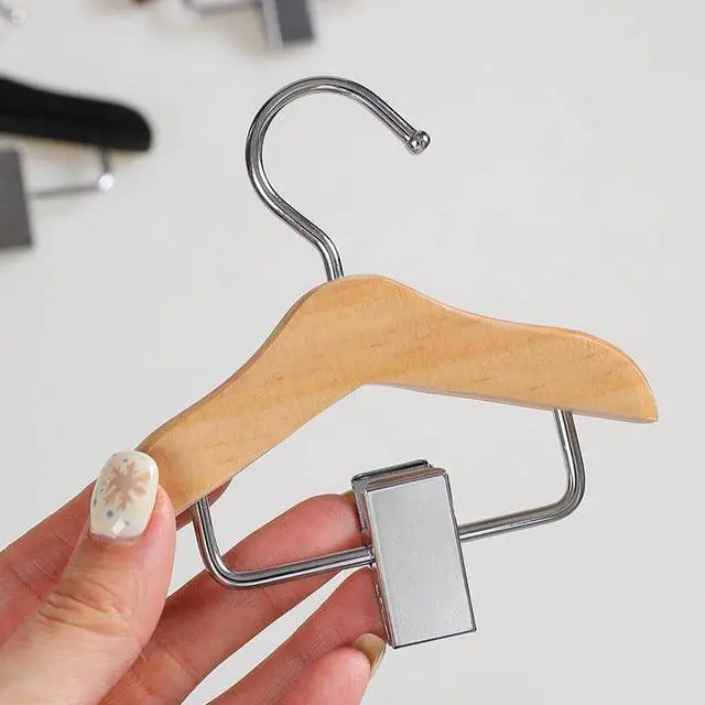 Alt view image 6 of 7 - Ximimark 3PCS Solid Wood Mini Hanger for Pet Clothes Dog Clothing Hanger with Clip and Hook for Pet Accessories