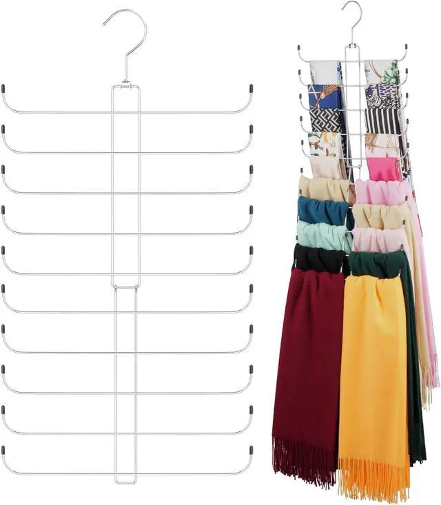 Main image of ZEDODIER Scarf Hanger, Scarf Organizer for Closet, Holds 20 Scarves | Sturdy Metal Scarf Holder Hijab Rack with 20 Hooks, 360° Rotating, Foldable Design, Hanging Closet Organizers and Storage