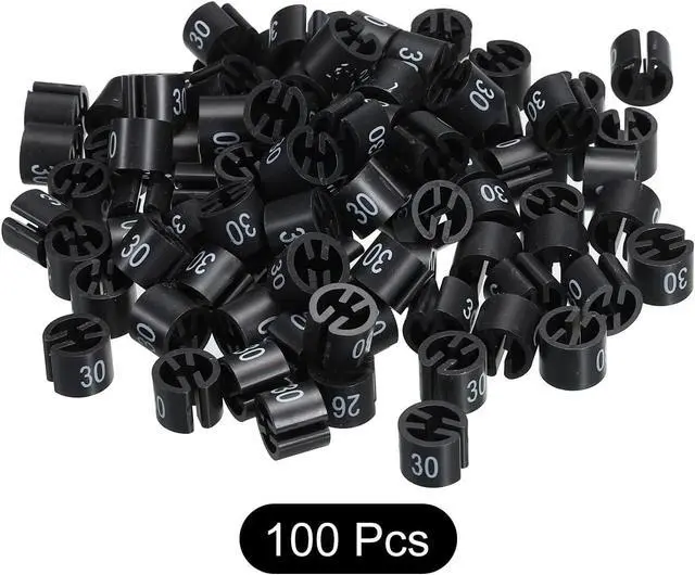 Alt view image 3 of 5 - MECCANIXITY Clothes Hanger Marker Colored Hanger Sizer Garment Markers Tag (Number 30, Black) for Garment Clothing Color Coding, Pack of 100