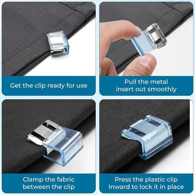 Alt view image 3 of 7 - 6PCS Pant Clips for Long Pants, Leg Magic Adjustable Hem Clip, No Slip Pant Tightener for Jeans, Trousers, Dress Pants, Instant Shortening Anti-Drag Device for Men Women, Clothing Clips for Length