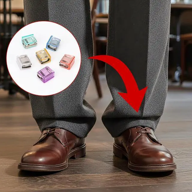 Alt view image 6 of 7 - 6PCS Pant Clips for Long Pants, Leg Magic Adjustable Hem Clip, No Slip Pant Tightener for Jeans, Trousers, Dress Pants, Instant Shortening Anti-Drag Device for Men Women, Clothing Clips for Length