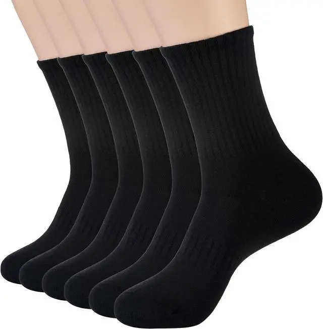 Main image of Ndoobiy 6 Pairs Mens Cotton Crew Socks for Men Size 9-11 Size 10-13