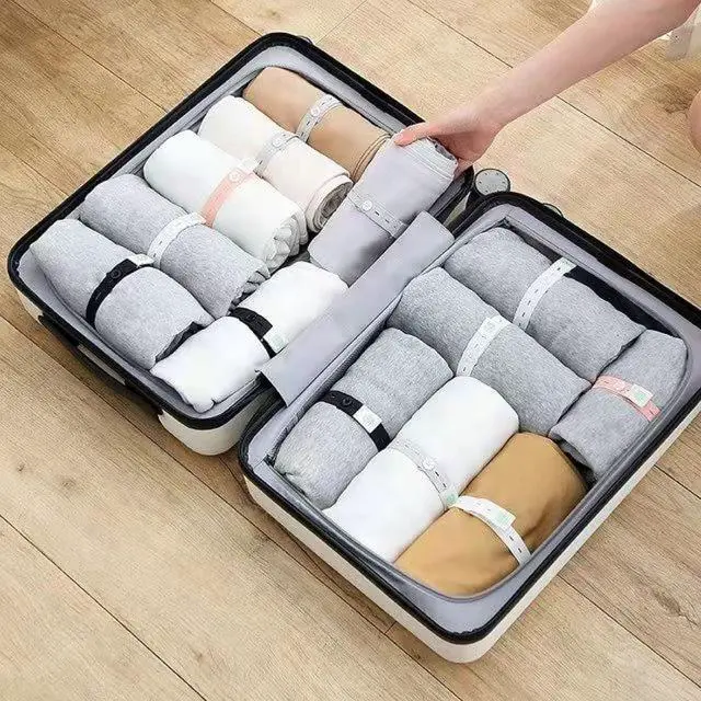 Alt view image 7 of 7 - 20Pcs Elastic Band with Buttonholes, Stretchable Connectable, Roll-up Clothes Storage Band, Adjustable Clothing Storage Strap with Button, Travel Luggage Space Saver, Drawer & Closet Organizer, Black