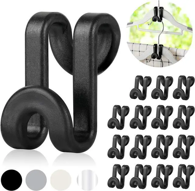 Main image of Mlici Clothes Hanger Connectors - 60 Pcs Multi-Level Cascading Hooks, Black | Heavy Duty Plastic Hooks for Space Saver Closet Organizer, College Dorm Essentials, Easy to Use, Heavy Duty Up to 11 lbs