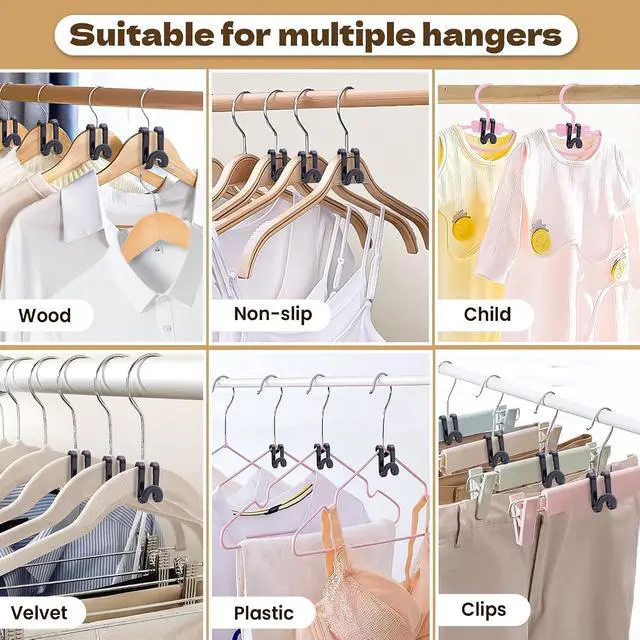 Alt view image 5 of 7 - Mlici Clothes Hanger Connectors - 60 Pcs Multi-Level Cascading Hooks, Black | Heavy Duty Plastic Hooks for Space Saver Closet Organizer, College Dorm Essentials, Easy to Use, Heavy Duty Up to 11 lbs