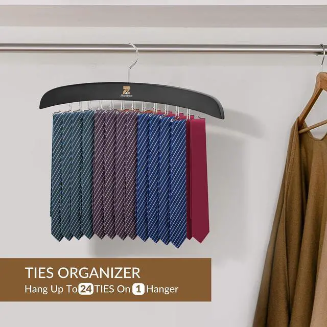 Alt view image 4 of 6 - ZEDODIER Tank Top Hangers, Bra Organizer for Closet, 24 Storage Capacity, Non-Slip Hanging Tie Holder Closet Organizer and Storage for Camisoles Tank Tops Bras Ties Swimsuits Strappy Dress, Black
