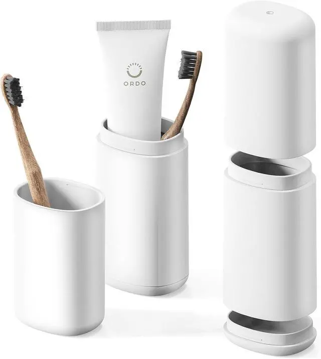 Main image of BALUCA Travel Toothbrush Case, Portable Tooth Brush Holder and Toothpaste Cover Container with Mouthwash Cup, Compact Oral Clean Tools Organizer for Traveling/Camping/School/Home - Large Capacity