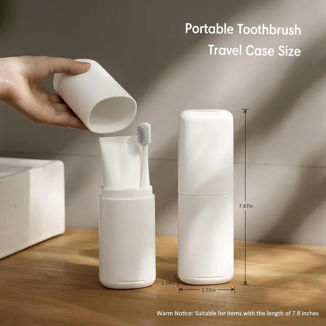Alt view image 6 of 6 - BALUCA Travel Toothbrush Case, Portable Tooth Brush Holder and Toothpaste Cover Container with Mouthwash Cup, Compact Oral Clean Tools Organizer for Traveling/Camping/School/Home - Large Capacity