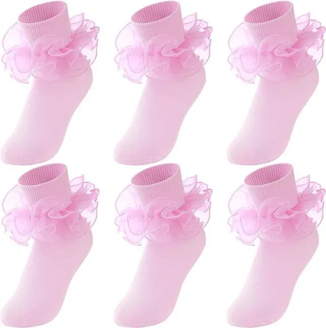 Main image of choyaxo 3 Pairs Girls Ruffle Socks Frilly Socks Big Ruffle for Toddler Girls