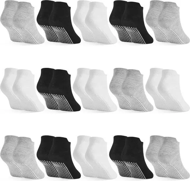 Main image of HYCLES 15 Pairs Toddler Socks, Kids Grip Socks for 6-12 Month 1-7 Years Non Slip Ankle Sock for Baby Boys Girls
