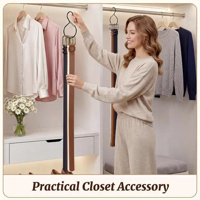 Alt view image 5 of 7 - MEILIDY Metal Belt Hanger with Safety Buckle for Closet, Black, 2 Pcs | Compact Belt Rack, Easy to Hang, Fits for Belts, Ties, Jeans, Scarves, Hats, Purses, Jewelries, Cords, Carabiners