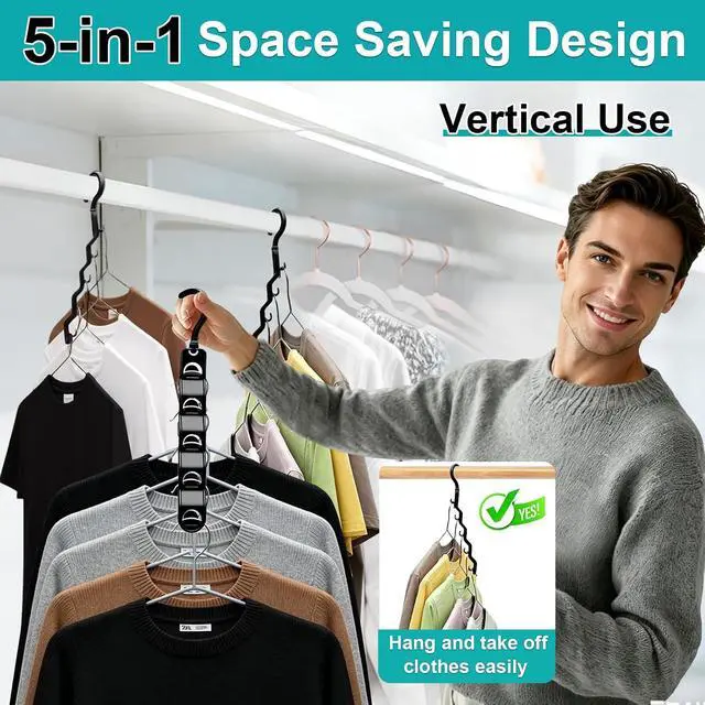 Alt view image 4 of 7 - Closet Organizers and Storage,Upgraded Organization and Storage Clothes Hanger,10 Pack College Dorm Room Essentials,Sturdy Space Saving Hangers for Thick Clothe