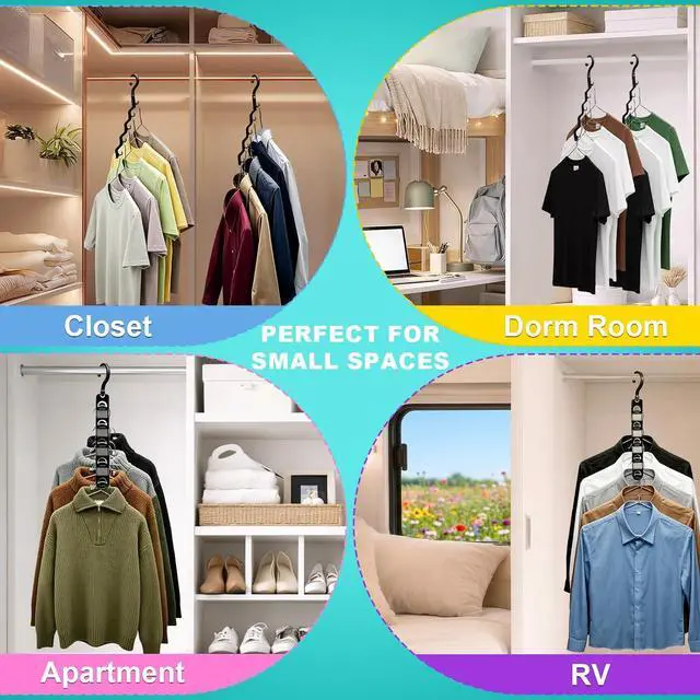 Alt view image 5 of 7 - Closet Organizers and Storage,Upgraded Organization and Storage Clothes Hanger,10 Pack College Dorm Room Essentials,Sturdy Space Saving Hangers for Thick Clothe