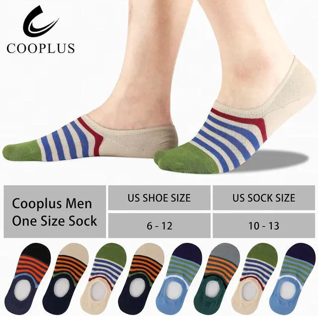 Alt view image 2 of 7 - COOPLUS Mens No Show Socks Cotton Low Cut Non Slip Casual Socks Invisible Flat Boat Socks (8 Pairs)