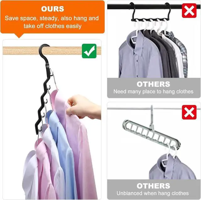 Alt view image 7 of 7 - Closet Organizers and Storage,Upgraded Organization and Storage Clothes Hanger,10 Pack College Dorm Room Essentials,Sturdy Space Saving Hangers for Thick Clothe