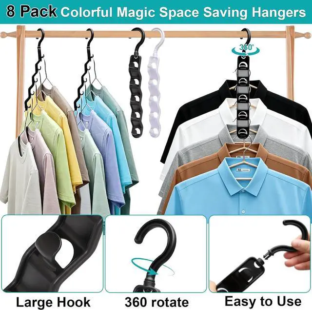 Alt view image 6 of 7 - Closet Organizers and Storage,Upgraded Organization and Storage Clothes Hanger,10 Pack College Dorm Room Essentials,Sturdy Space Saving Hangers for Thick Clothe