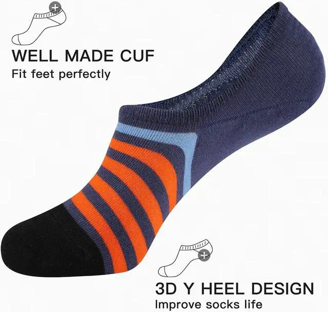 Alt view image 5 of 7 - COOPLUS Mens No Show Socks Cotton Low Cut Non Slip Casual Socks Invisible Flat Boat Socks (8 Pairs)
