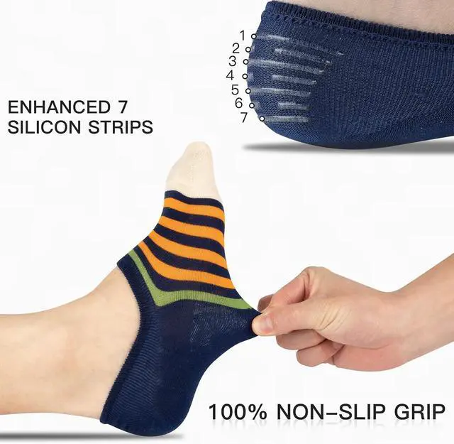 Alt view image 4 of 7 - COOPLUS Mens No Show Socks Cotton Low Cut Non Slip Casual Socks Invisible Flat Boat Socks (8 Pairs)