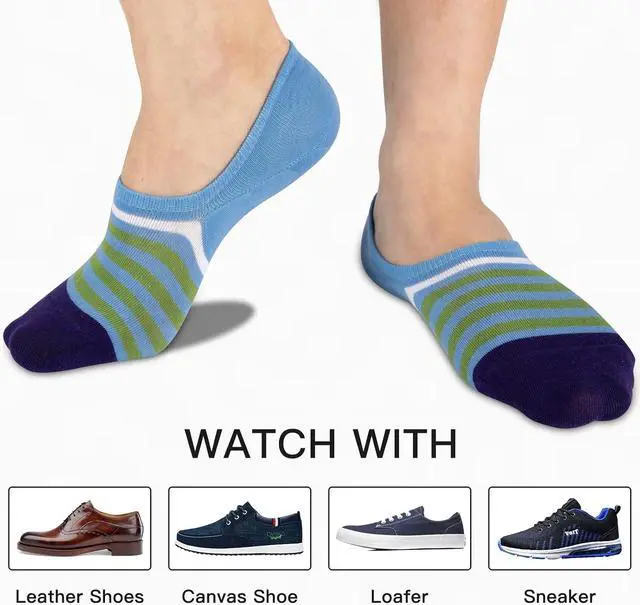 Alt view image 6 of 7 - COOPLUS Mens No Show Socks Cotton Low Cut Non Slip Casual Socks Invisible Flat Boat Socks (8 Pairs)