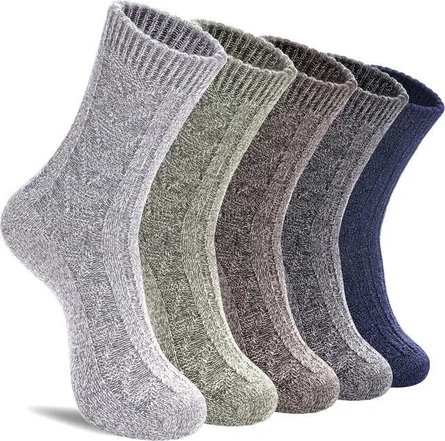 Main image of Womens 5 Pairs Soft Thick Comfort Casual Cotton Warm Wool Crew Winter Socks