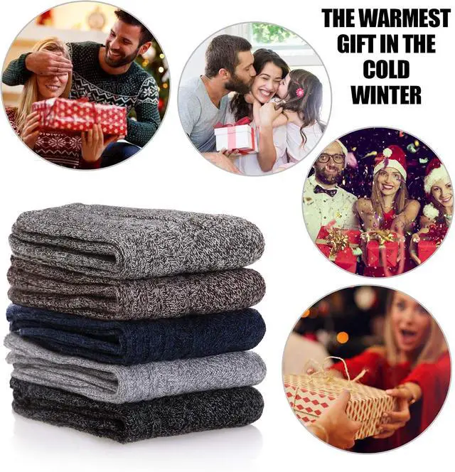 Alt view image 6 of 6 - Womens 5 Pairs Soft Thick Comfort Casual Cotton Warm Wool Crew Winter Socks