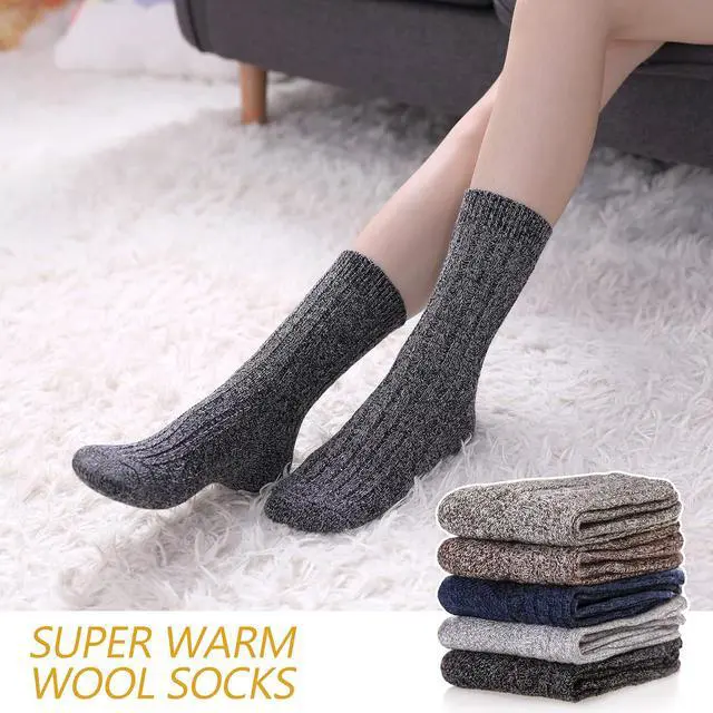 Alt view image 4 of 6 - Womens 5 Pairs Soft Thick Comfort Casual Cotton Warm Wool Crew Winter Socks