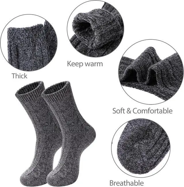 Alt view image 3 of 6 - Womens 5 Pairs Soft Thick Comfort Casual Cotton Warm Wool Crew Winter Socks