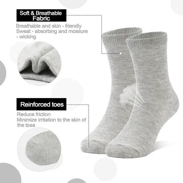 Alt view image 4 of 7 - ZERULETS 15 Pairs Kids Socks Toddler Crew School Athletic Socks 1-14 Years | Boys Girls Dress Mid Calf Cut Socks, Black, White, Gray, Fit for School, Daily, Casual, Sports