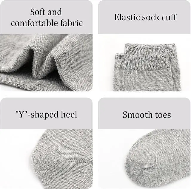 Alt view image 7 of 7 - ZERULETS 15 Pairs Kids Socks Toddler Crew School Athletic Socks 1-14 Years | Boys Girls Dress Mid Calf Cut Socks, Black, White, Gray, Fit for School, Daily, Casual, Sports