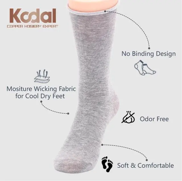 Alt view image 4 of 5 - Kodal Copper Dress Socks No Binding Comfort for Work Anti Sweat Odor Control Moisture-Wicking Casual Everyday Wear