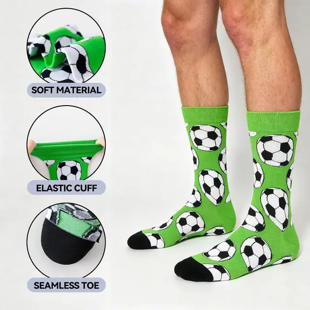 Alt view image 4 of 7 - BONANGEL Dress Socks for Men, Funny Novelty Soccer Sports Crew Socks | Gifts for Soccer Coaches Fans Players, Soft and Breathable, Elastic Stretch, Smooth Toe, US Size 8-12