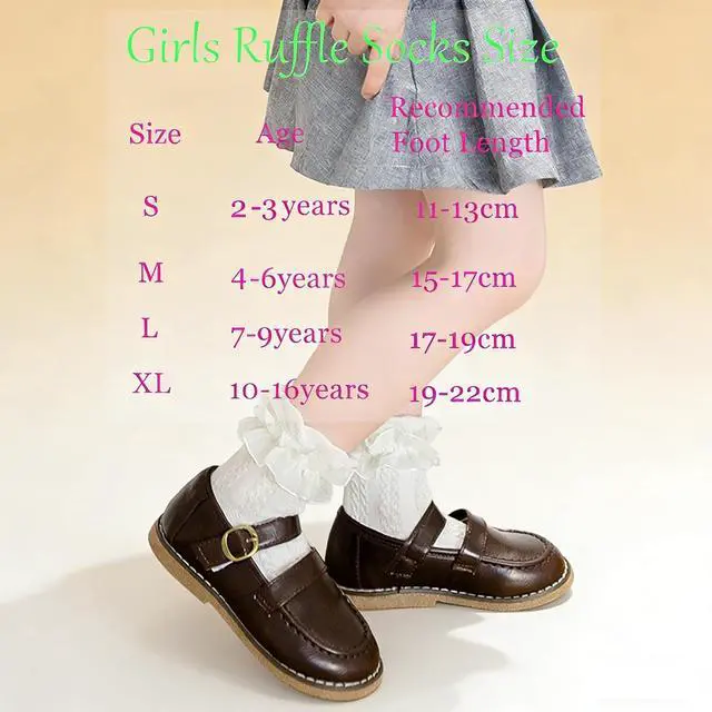 Alt view image 2 of 7 - 1 Pack Little Girls Cotton Lace Socks,Lace Ruffle Frilly Comfortable Princess Style Dress Socks