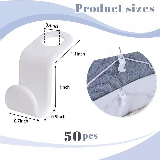 Alt view image 2 of 6 - MCPINKY 50 PCS Hanger Hooks, Hanger Connector Hooks Closet Space Savers | Hanging Clothes, White