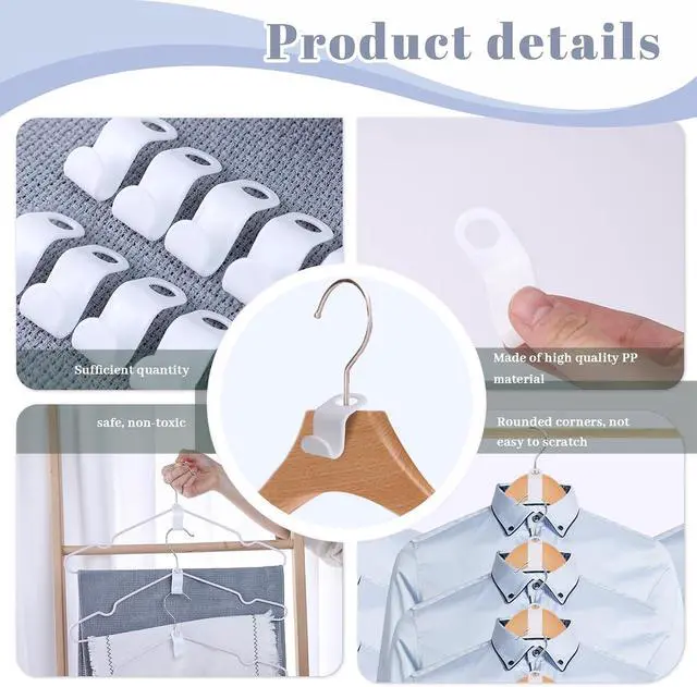 Alt view image 4 of 6 - MCPINKY 50 PCS Hanger Hooks, Hanger Connector Hooks Closet Space Savers | Hanging Clothes, White