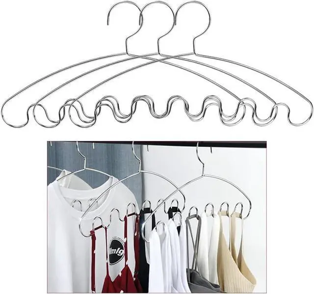 Main image of Tank Top Hangers Space Saving, 3 Pack Stainless Steel Bra Cami Hangers for Closet Organizer Heavy Duty Hanger for Tank Tops, Bra Lingerie, Sport Bra, Strap Dress and Camisoles