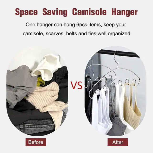 Alt view image 2 of 6 - Tank Top Hangers Space Saving, 3 Pack Stainless Steel Bra Cami Hangers for Closet Organizer Heavy Duty Hanger for Tank Tops, Bra Lingerie, Sport Bra, Strap Dress and Camisoles