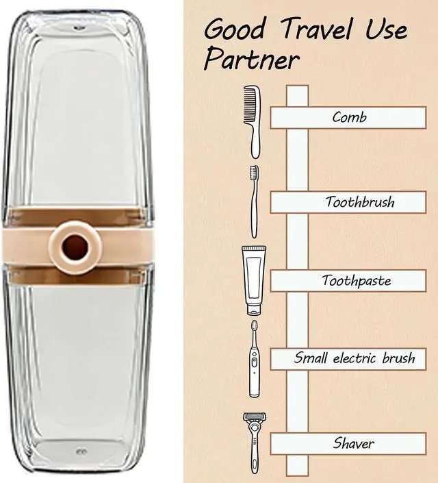 Alt view image 2 of 7 - Sunenlyst Travel Toothbrush Holder, Travel Toothbrush Case for Traveling, Large Capacity Toothbrush and Toothpaste Travel Case, 1Pcs Tooth Brush Holder with Cover for Camping, Business Trip and School