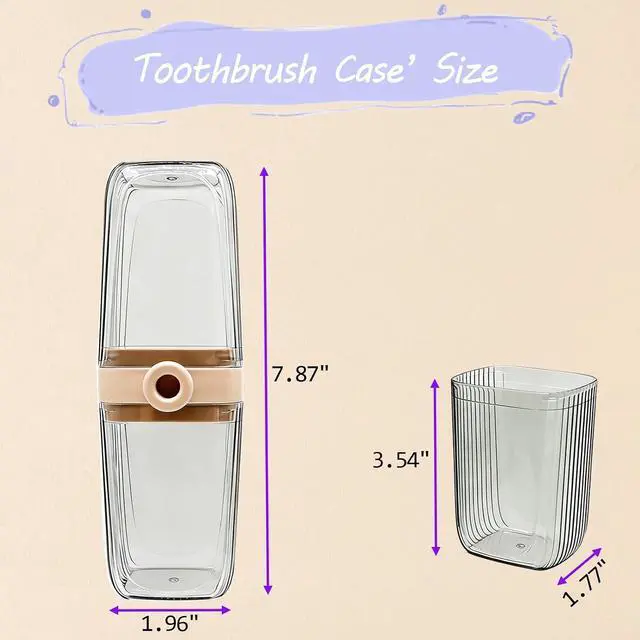 Alt view image 3 of 7 - Sunenlyst Travel Toothbrush Holder, Travel Toothbrush Case for Traveling, Large Capacity Toothbrush and Toothpaste Travel Case, 1Pcs Tooth Brush Holder with Cover for Camping, Business Trip and School