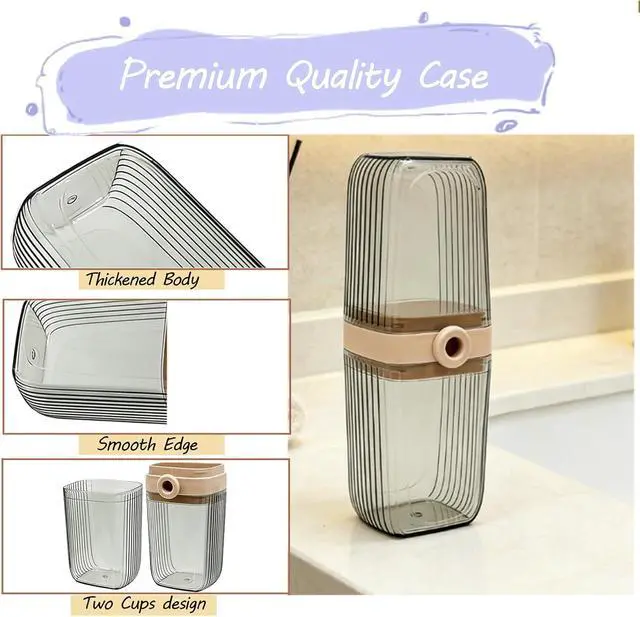 Alt view image 5 of 7 - Sunenlyst Travel Toothbrush Holder, Travel Toothbrush Case for Traveling, Large Capacity Toothbrush and Toothpaste Travel Case, 1Pcs Tooth Brush Holder with Cover for Camping, Business Trip and School