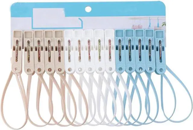 Main image of 15 PCS Laundry Hooks Clip with Rope, Plastic Clothes Pins, Super Strong Hanger Clips for Clothing Store Home Office & Workshop