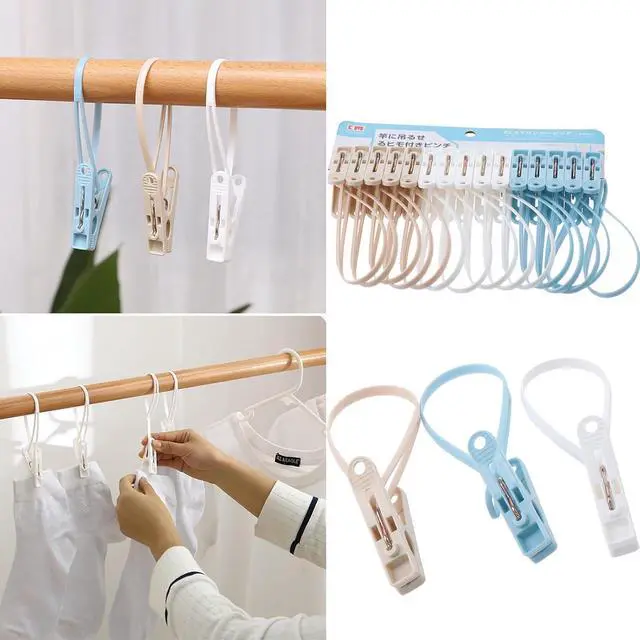 Alt view image 2 of 7 - 15 PCS Laundry Hooks Clip with Rope, Plastic Clothes Pins, Super Strong Hanger Clips for Clothing Store Home Office & Workshop