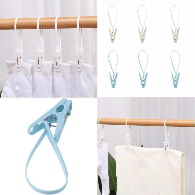 Alt view image 3 of 7 - 15 PCS Laundry Hooks Clip with Rope, Plastic Clothes Pins, Super Strong Hanger Clips for Clothing Store Home Office & Workshop