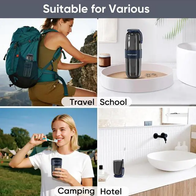 Alt view image 7 of 7 - Westwood Travel Toothbrush Case Large Toothbrush Holder with Cover | Portable Travel Toothbrush Case,Large Toothbrush Container For Toothbrushes, Toothpaste And Razors