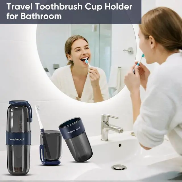 Alt view image 6 of 7 - Westwood Travel Toothbrush Case Large Toothbrush Holder with Cover | Portable Travel Toothbrush Case,Large Toothbrush Container For Toothbrushes, Toothpaste And Razors