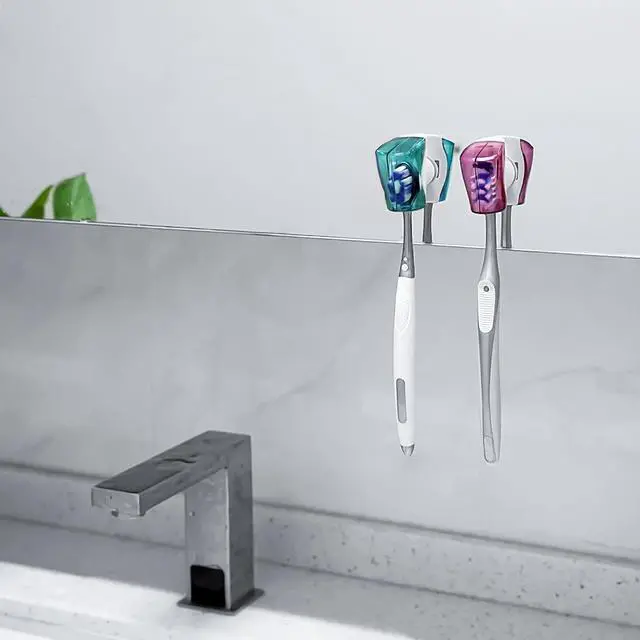 Alt view image 5 of 7 - Linkidea Travel Toothbrush Head Covers with Suction Cup Portable Wall Mount Toothbrush Holder, Toothbrush Cap Case Box Convenient for Travel, Outdoor (3PCS)