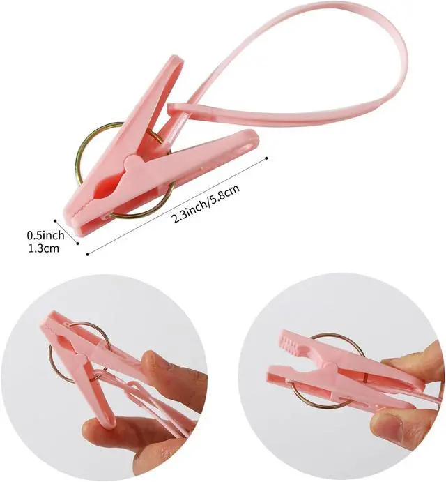 Alt view image 4 of 7 - 24 Pack Plastic Clothes Pins Heavy Duty Outdoor for Hanging Clothes,Mini ClothesPins with Hanging Rope,Hangers with Clips, Bag Clips,Photo Clips Craft Clips