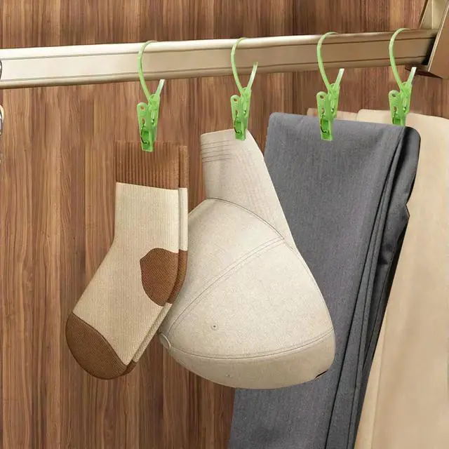 Alt view image 5 of 7 - 24 Pack Plastic Clothes Pins Heavy Duty Outdoor for Hanging Clothes,Mini ClothesPins with Hanging Rope,Hangers with Clips, Bag Clips,Photo Clips Craft Clips