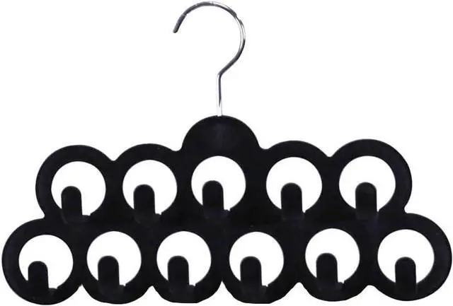 Main image of Velvet Scarf Storage Organizer for Closet (Pack of 3), Black | by Home Basics | Scarf Holder for Scarves and Ties | Slim Scarf Hangar Useful for Belts and Jewelry